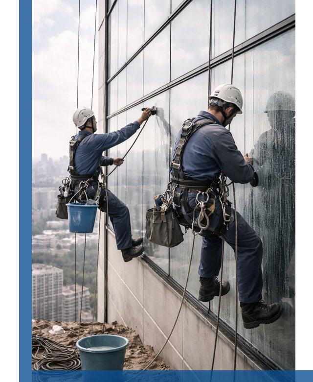 Профессиональная мойка фасадных окон альпинистами в Узловой