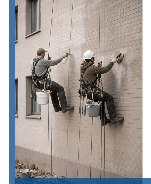 Удаление высолов с фасада зданий в Узловой без повреждений и следов