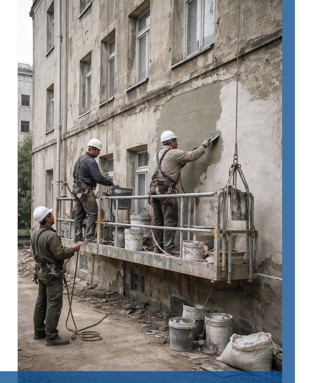 Капитальный ремонт фасада в Узловой от 4278 р. | ВЫСОТНИК-Злв