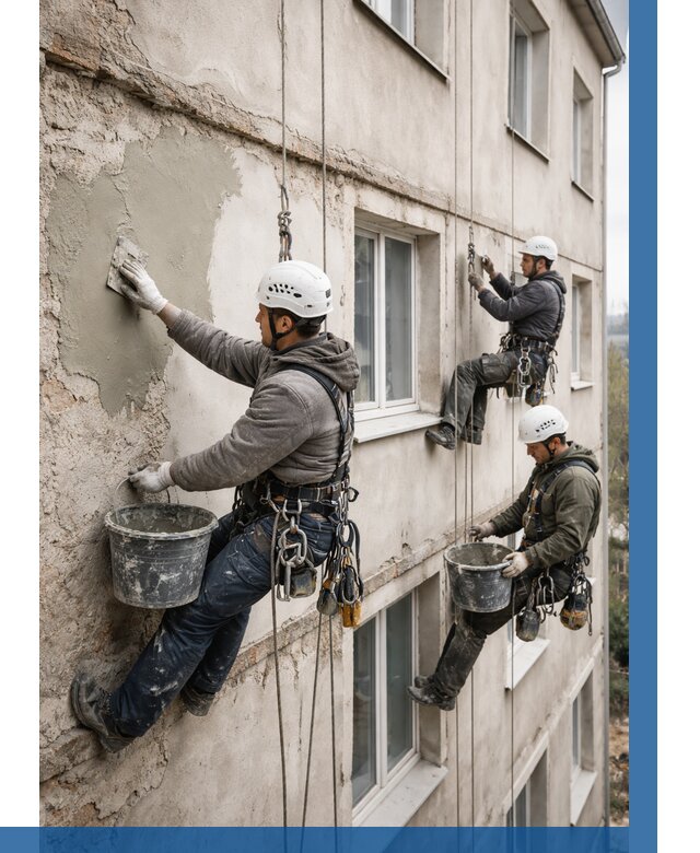 Ремонт штукатурного фасада в Узловой от 764 р. под ключ | ВЫСОТНИК-Злв