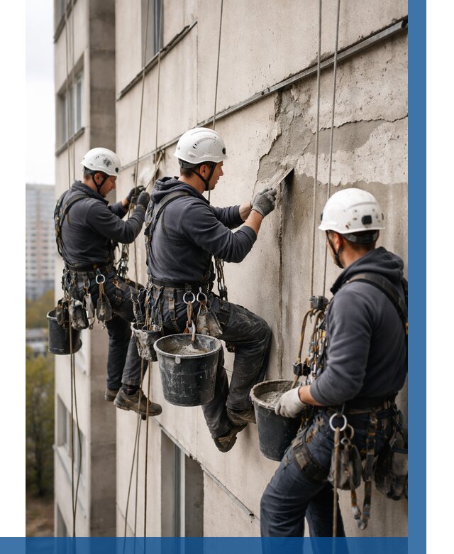 Ремонт бетонных элементов фасада в Узловой от 2546 р. | ВЫСОТНИК-Злв