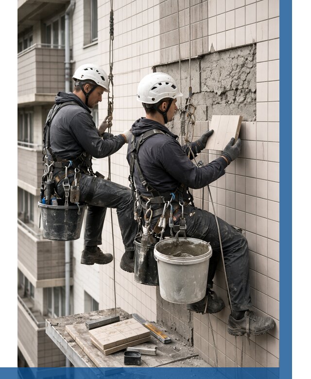 Ремонт облицовки фасада плиткой в Узловой от 1833 р. | ВЫСОТНИК-Злв