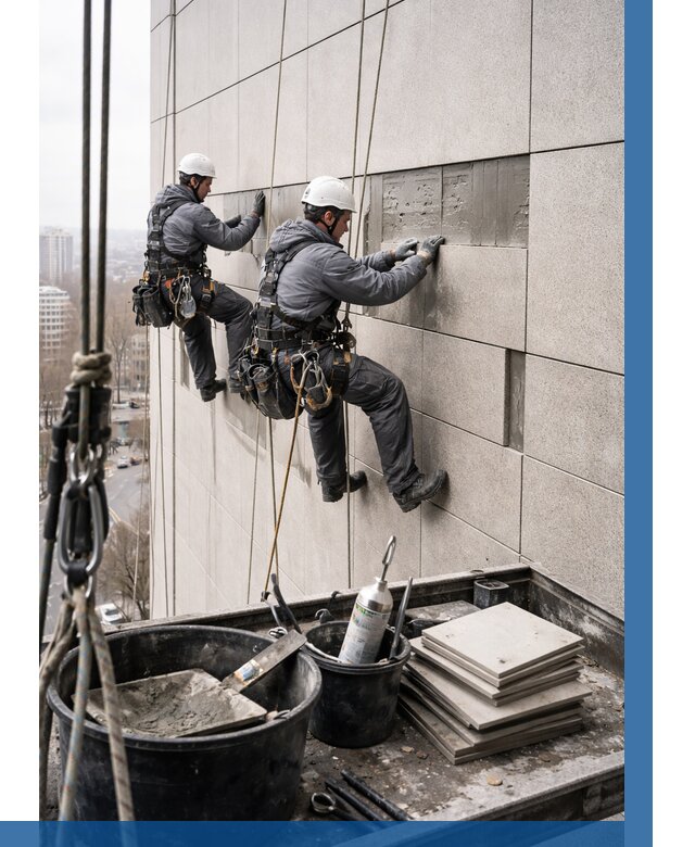 Ремонт фасада из керамогранита в Узловой от 2546 р. | ВЫСОТНИК-Злв