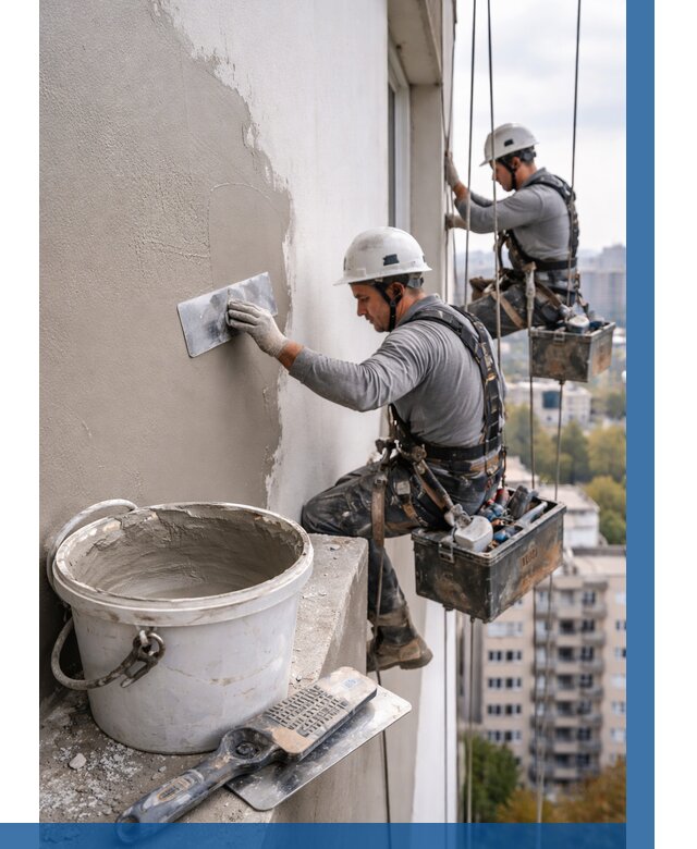 Шпаклевка фасада на высоте в Узловой от 713 р. | ВЫСОТНИК-Злв