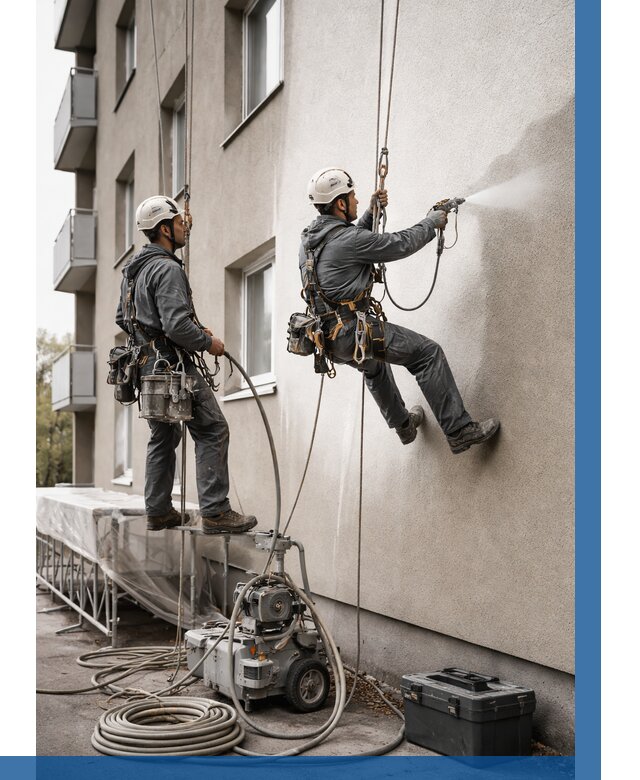 Безвоздушная покраска фасада в Узловой от 224 р/м² | ВЫСОТНИК-Злв