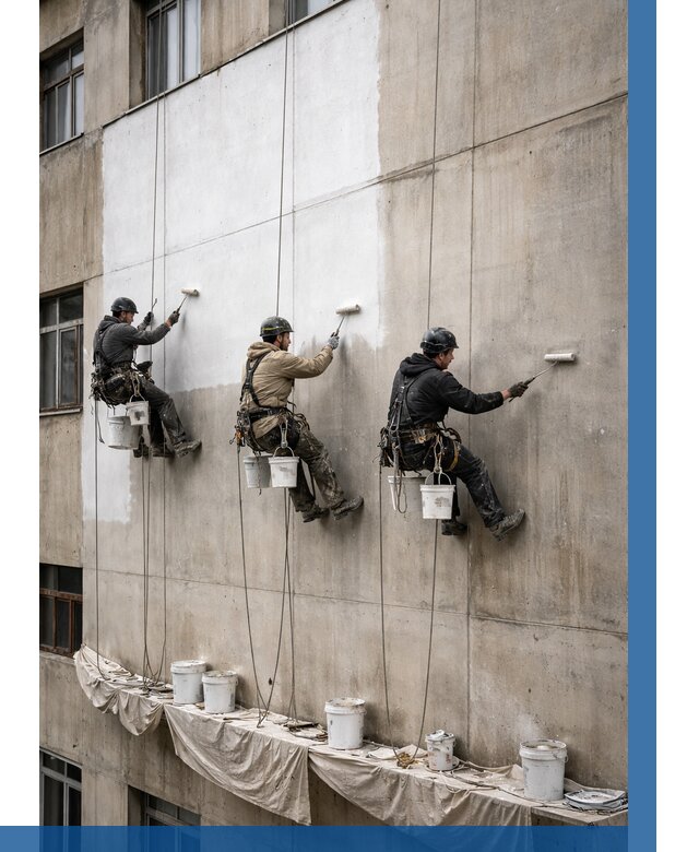 Покраска бетонного фасада в Узловой от 356 р за м2 | ВЫСОТНИК-Злв