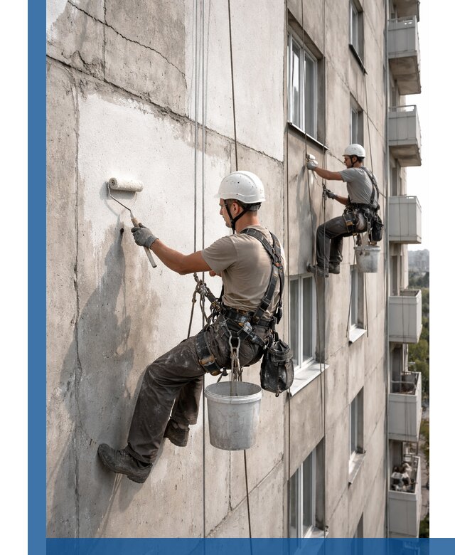 Покраска бетонного фасада в Узловой для жилых и промышленных объектов