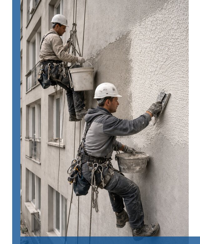 Нанесение декоративной штукатурки короед на фасад в Узловой