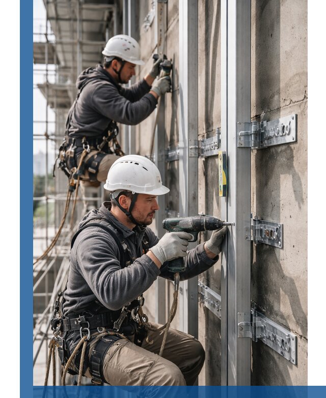 Монтаж и крепление подсистемы вентфасада в Узловой