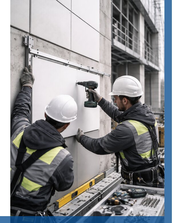 Монтаж композитных панелей фасада в Узловой от 2546 р. | ВЫСОТНИК-Злв