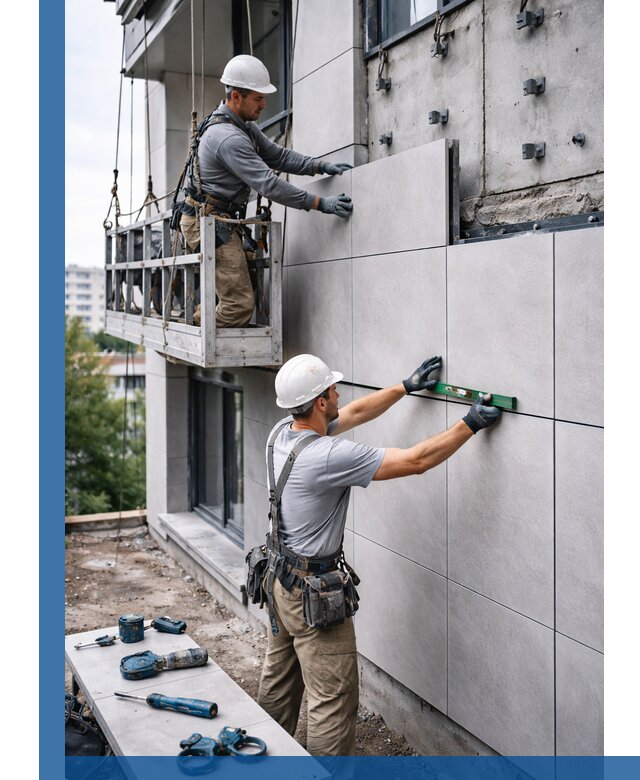 Монтаж керамогранита на фасад в Узловой под ключ с гарантией качества