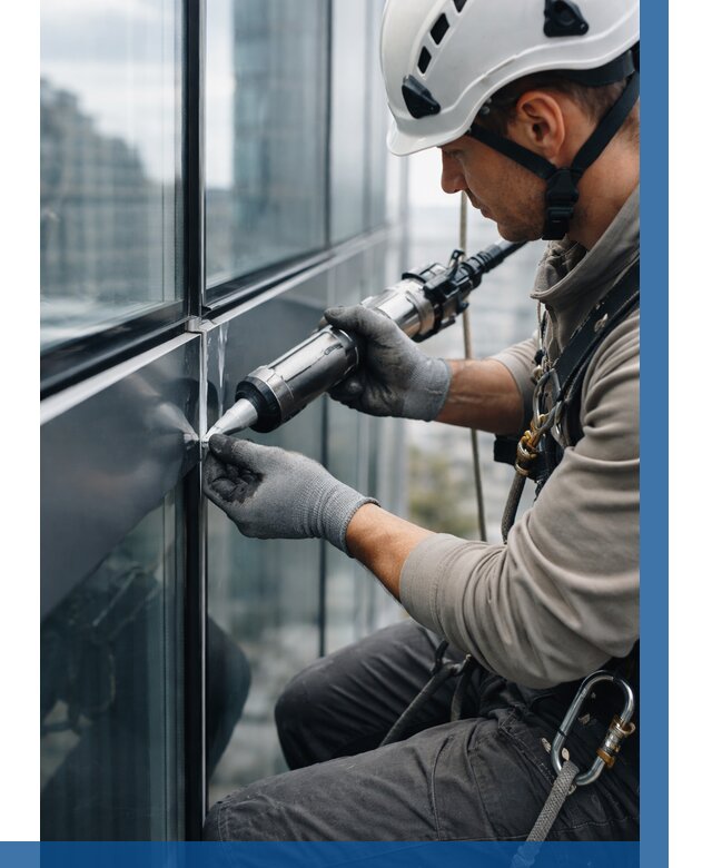 Герметизация стыков витража в Узловой от 1222 р. | ВЫСОТНИК-Злв