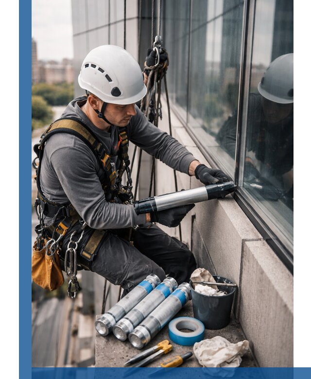 Герметизация стыков витража в Узловой для герметичных фасадов