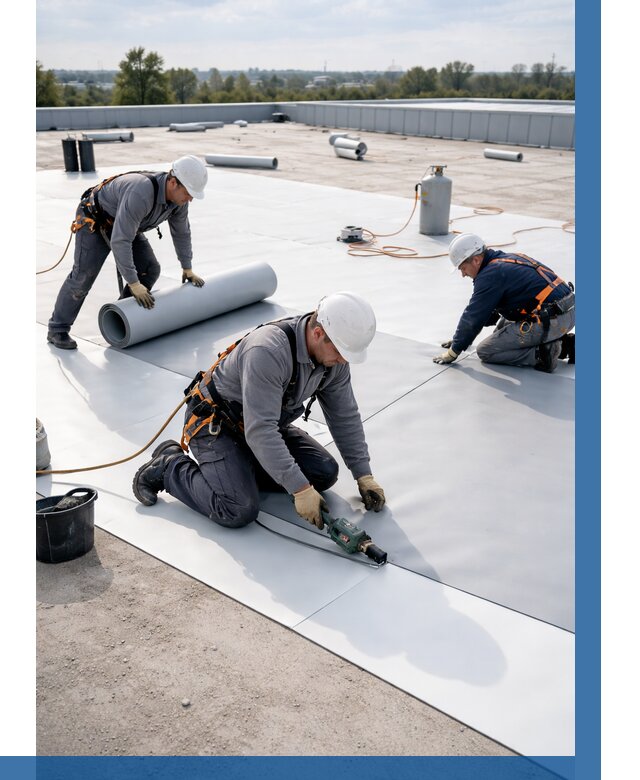 Монтаж мембранной кровли под ключ в Узловой от 1222 р. | ВЫСОТНИК-Злв