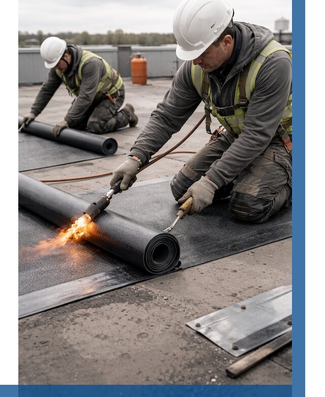 Монтаж наплавляемой кровли в Узловой от 866 р. — ВЫСОТНИК-Злв