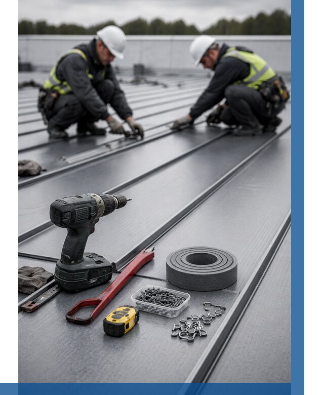 Монтаж фальцевой кровли в Узловой от 1833 р. | ВЫСОТНИК-Злв