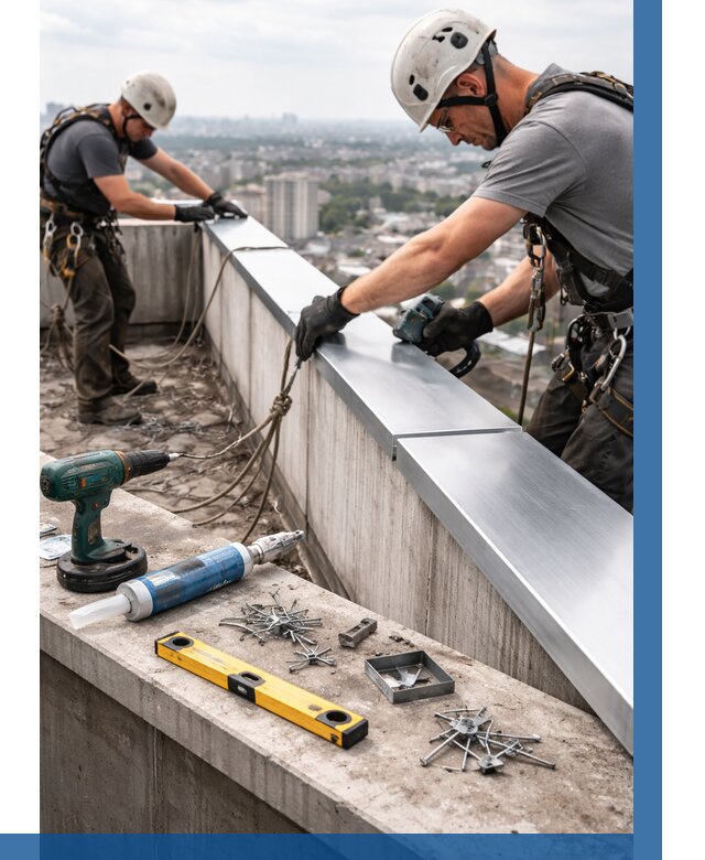 Монтаж парапетных крышек в Узловой от 815 р. | ВЫСОТНИК-Злв