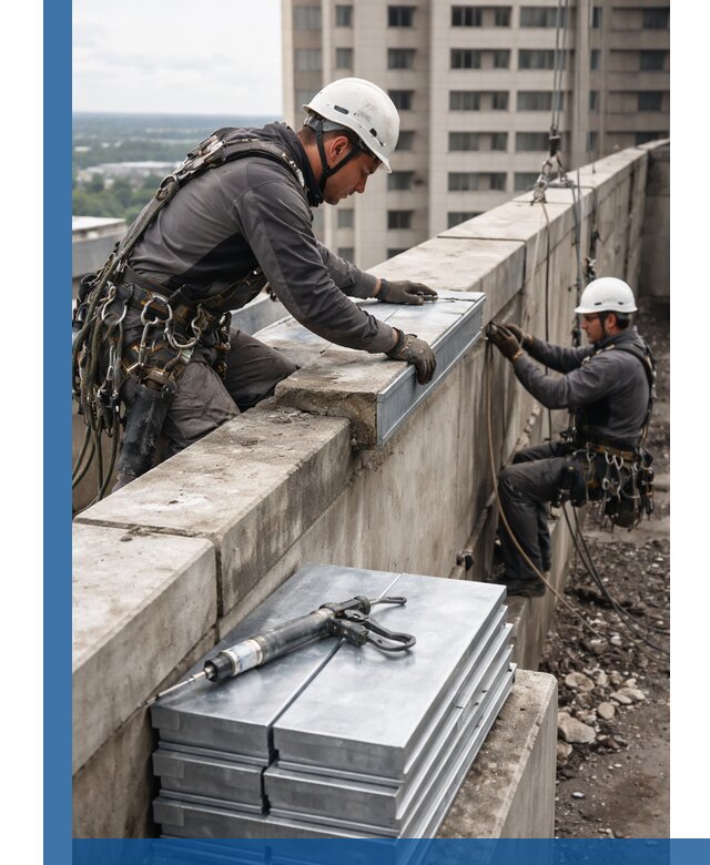 Замена парапетных крышек и установка новых в Узловой