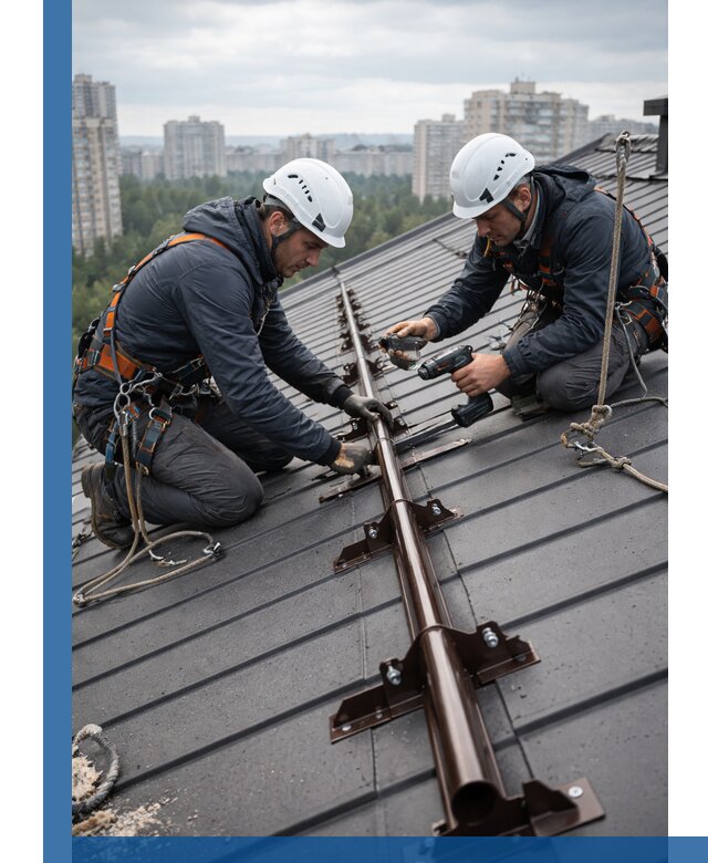 Монтаж снегозадержателей на кровле зданий в Узловой под ключ