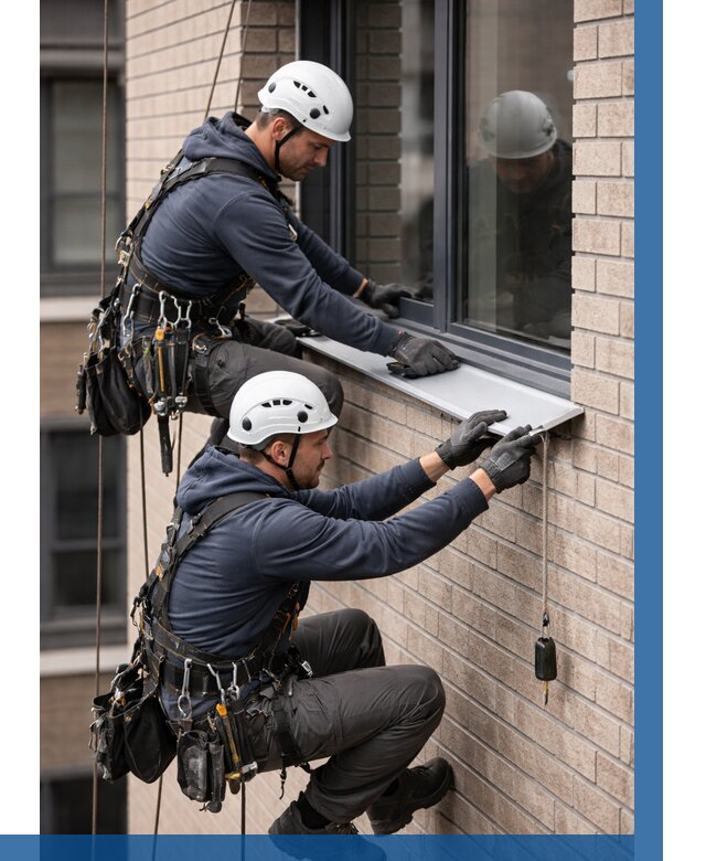 Монтаж оконных отливов под ключ в Узловой от 3565 р. | ВЫСОТНИК-Злв