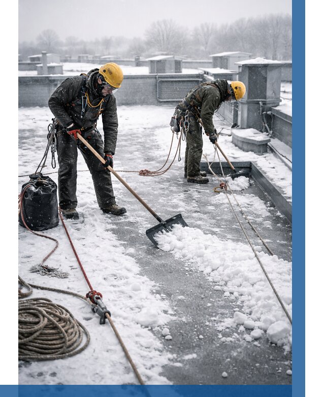 Очистка крыши от снега в Узловой от 7639 р. | ВЫСОТНИК-Злв