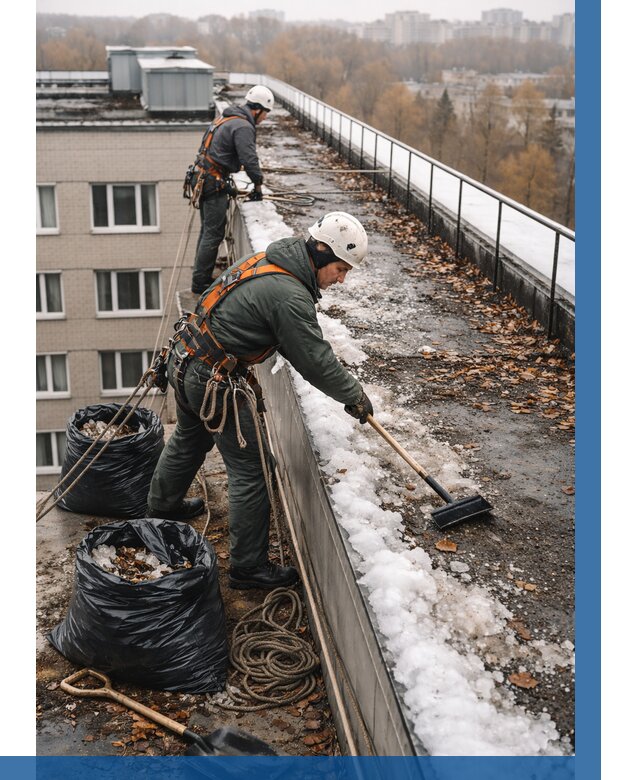 Очистка кровли по периметру в Узловой от 560 р. | ВЫСОТНИК-Злв