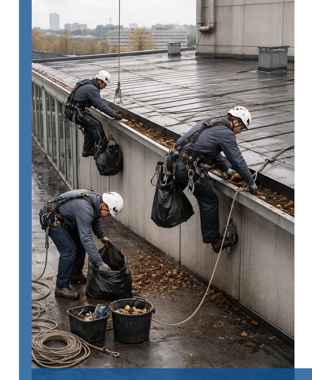 Очистка кровли по периметру в Узловой силами промышленных альпинистов