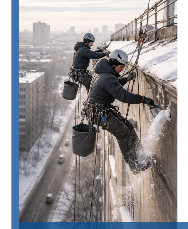 Очистка карнизов от снега в Узловой профессионально и безопасно