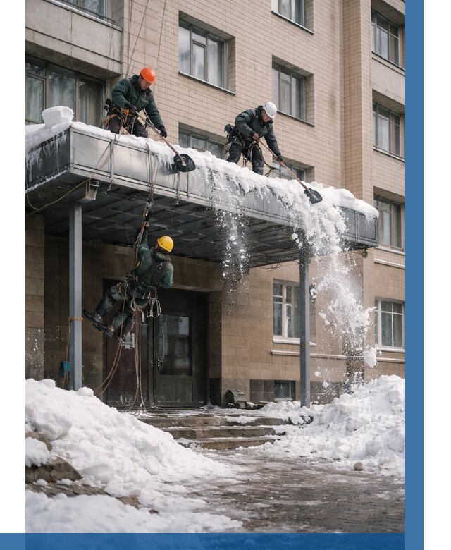 Очистка козырьков от снега в Узловой от 3565 р. | ВЫСОТНИК-Злв