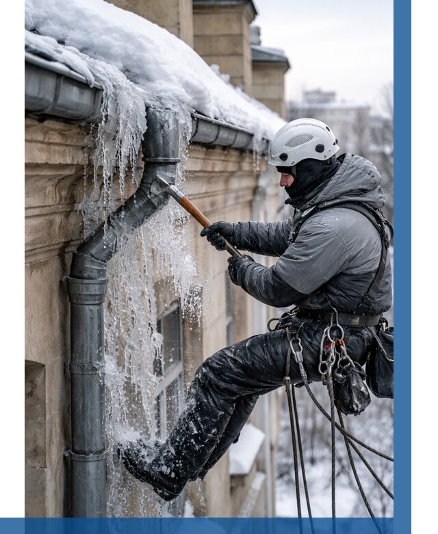 Очистка водостоков от льда в Узловой от 3565 р. | ВЫСОТНИК-Злв