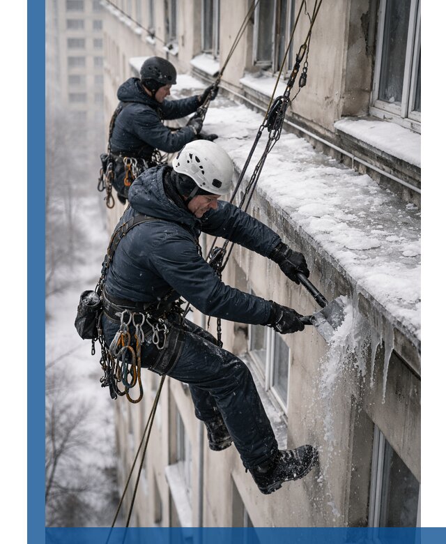 Удаление наледи и сосулек с карнизов в Узловой профессионально