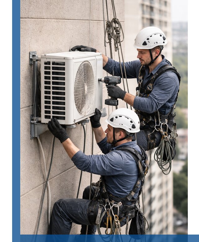 Монтаж внешнего блока кондиционера в Узловой установка и крепление