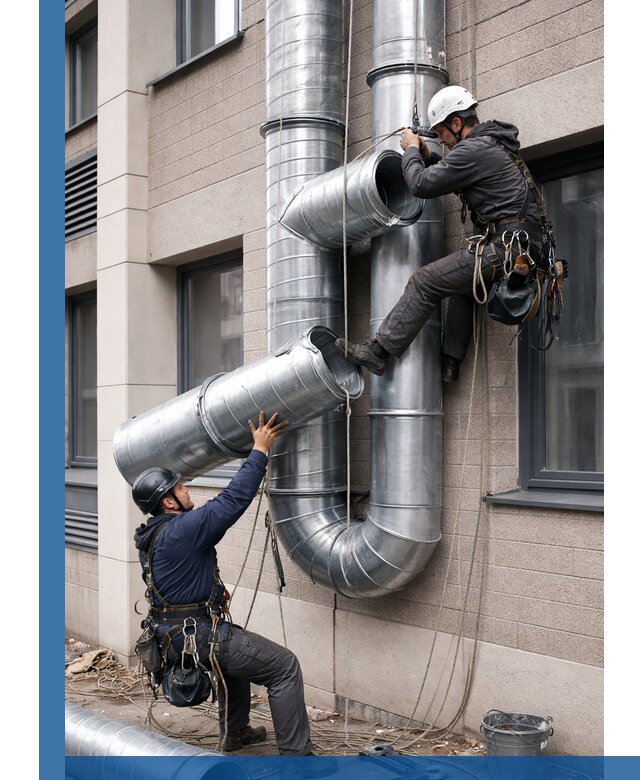 Монтаж фасадных воздуховодов в Узловой с герметизацией и крепежом