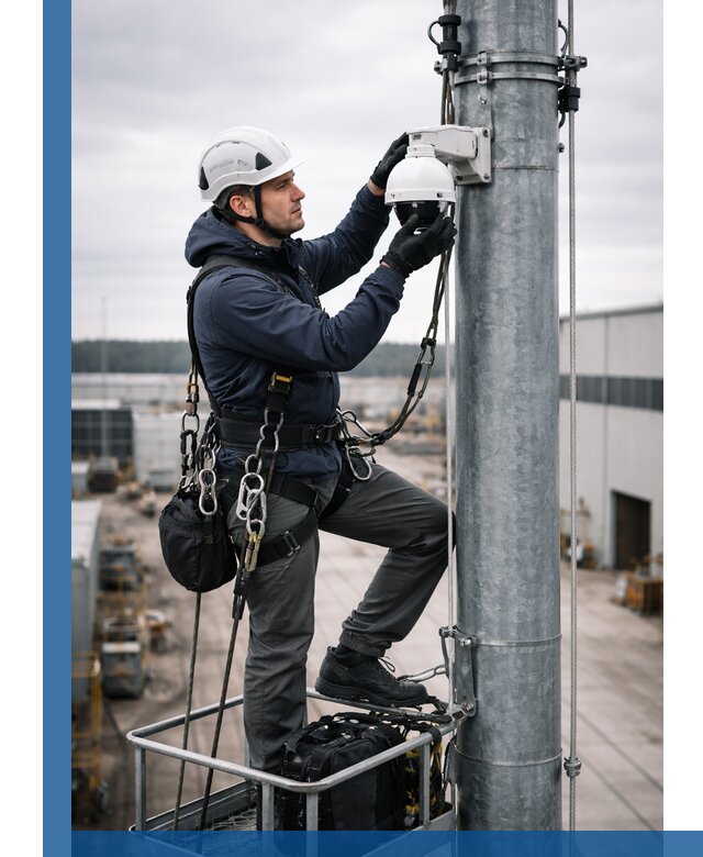 Профессиональная установка видеокамер на мачте в Узловой