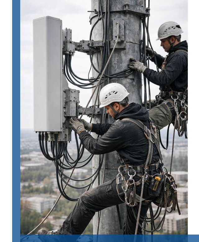 Монтаж оборудования связи на мачте в Узловой с пусконаладкой