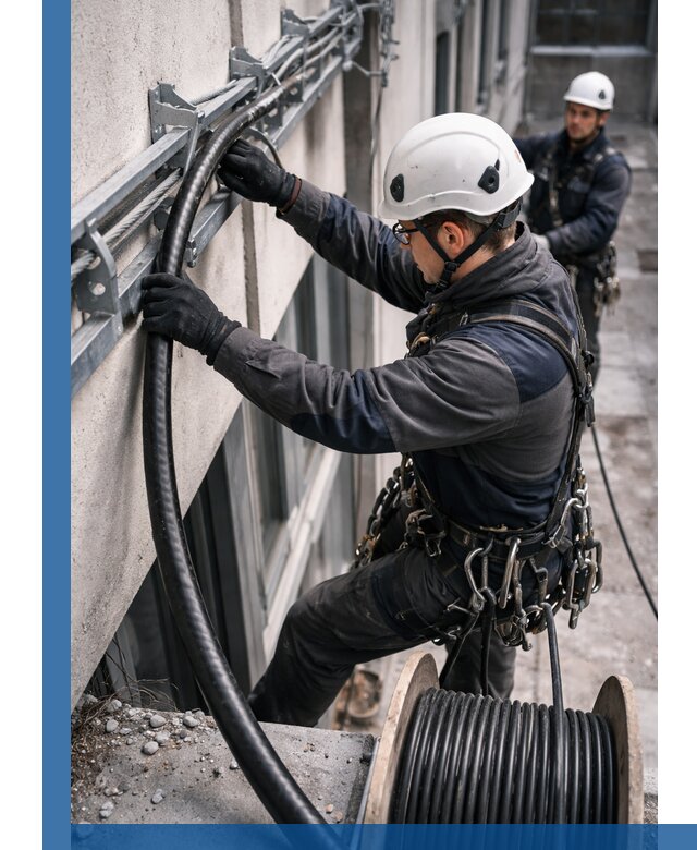 Протяжка кабеля питания на высоте в Узловой с гарантией безопасности и качества