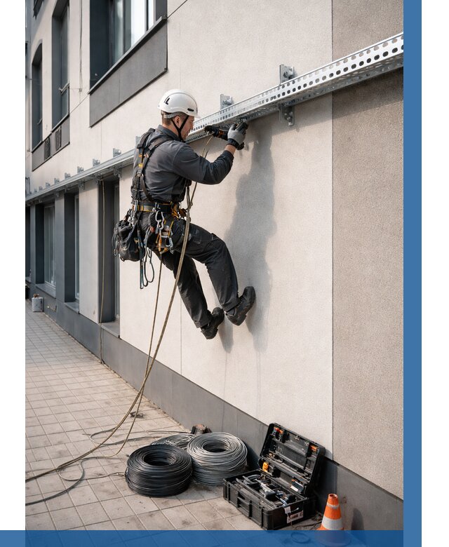 Монтаж кабельных лотков на фасаде в Узловой от 1222 р. | ВЫСОТНИК-Злв