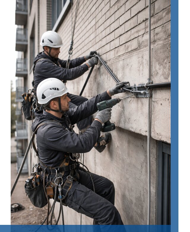 Крепление кабеля на фасаде в Узловой от 356 р. | ВЫСОТНИК-Злв