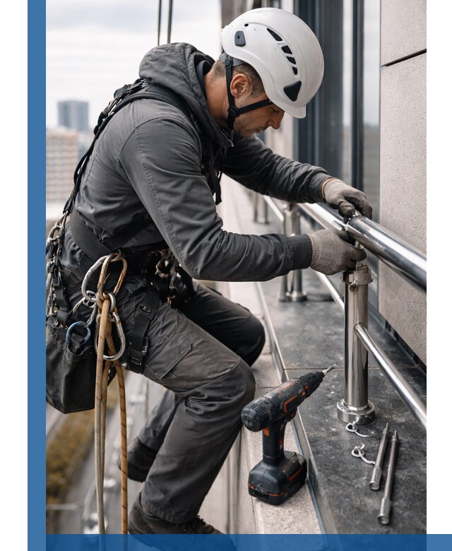 Монтаж ограждений на высоте в Узловой для зданий и конструкций