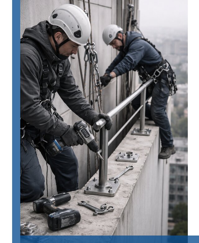 Монтаж перил на высоте в Узловой для жилых и промобъектов