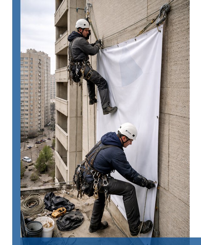 Профессиональный монтаж баннеров на фасаде в Узловой
