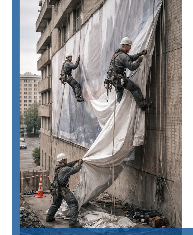 Демонтаж баннеров с фасада в Узловой оперативно и безопасно