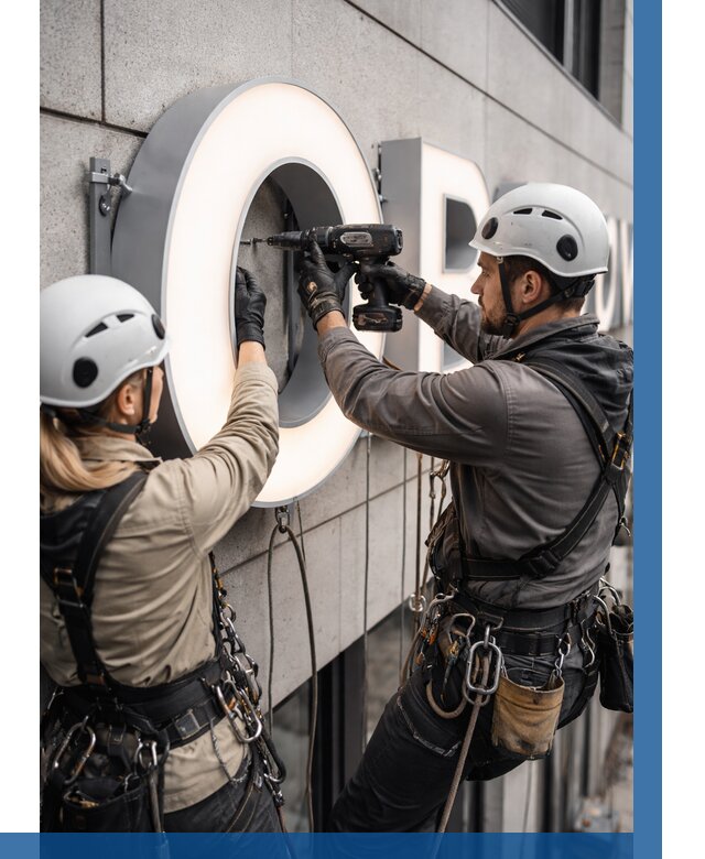 Монтаж световых букв в Узловой от 3056 р. под ключ ВЫСОТНИК-Злв