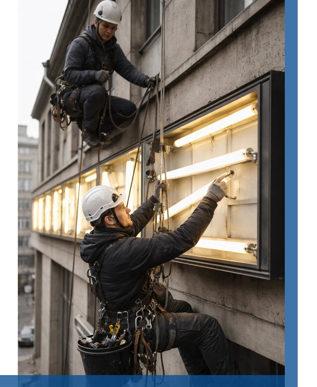 Замена ламп в вывеске в Узловой под ключ от 3565 р. | ВЫСОТНИК-Злв