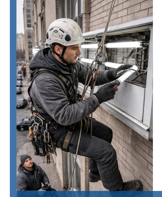 Профессиональная замена ламп в наружной вывеске в Узловой