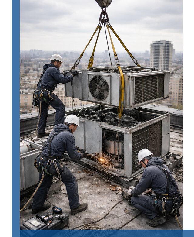 Демонтаж крышной установки в Узловой любой сложности