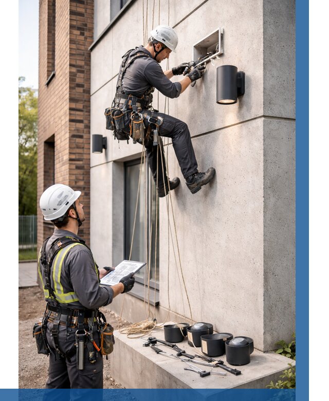 Монтаж фасадного освещения в Узловой от 2546 р. | ВЫСОТНИК-Злв