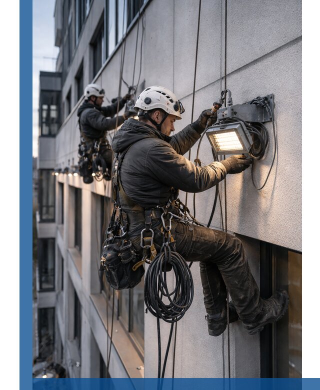 Монтаж фасадного освещения в Узловой установка и подключение