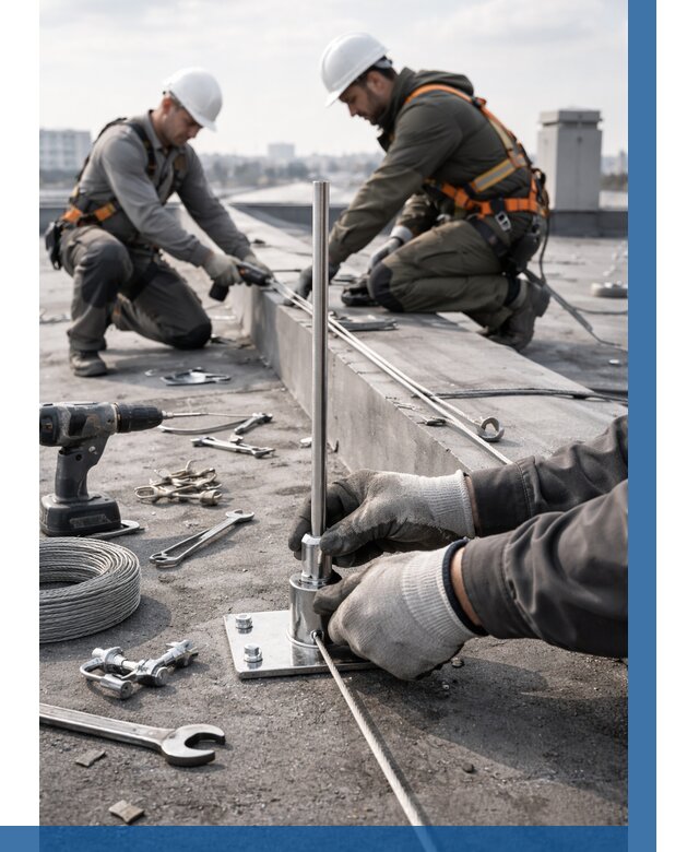 Монтаж молниезащиты на кровле в Узловой цена от 25463 р. | ВЫСОТНИК-Злв