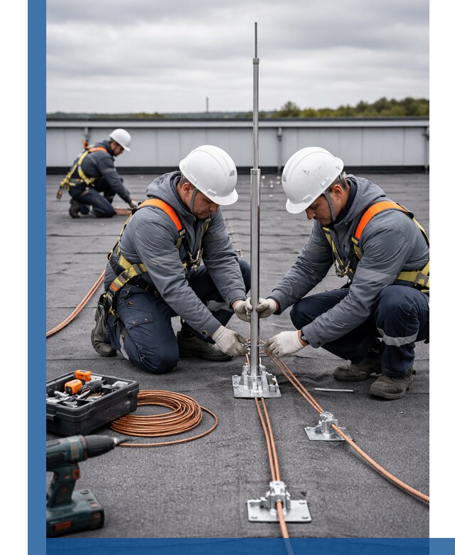 Монтаж молниезащиты на кровле в Узловой под ключ с гарантией